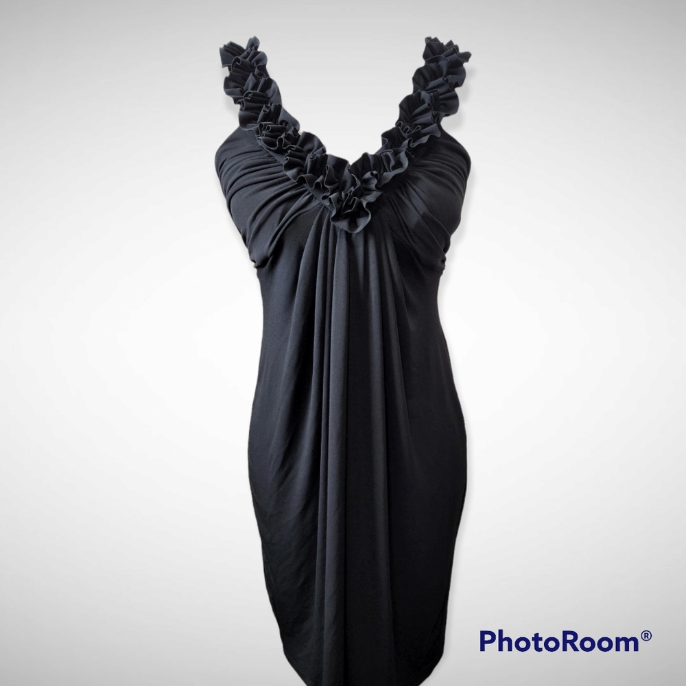 Carol Little Summer Ruched Black Cocktail Dress size 6